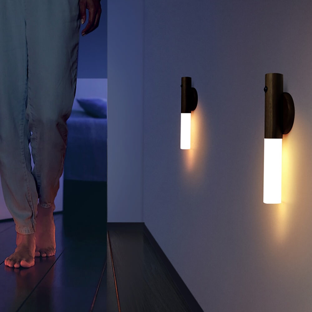 WoodGlow™ Motion Sensor Wall Light made of Wood - No Plug USB Charging