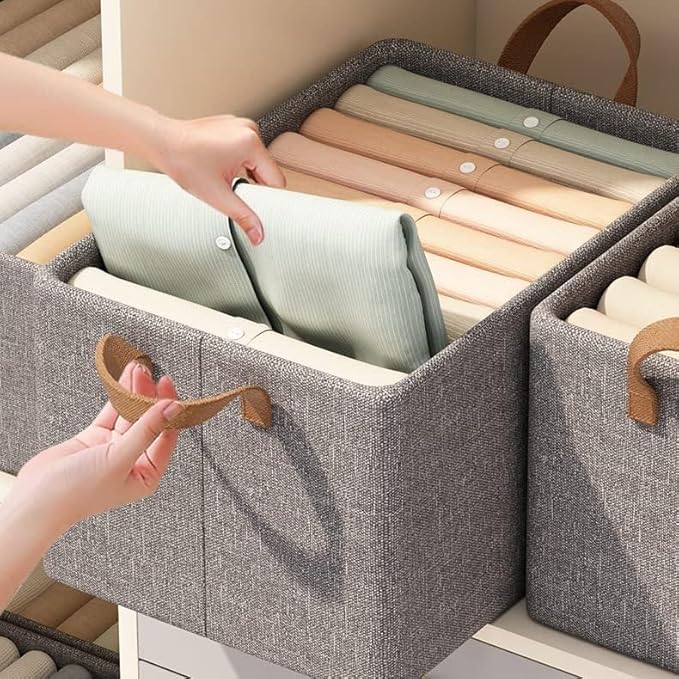 Foldable Clothing Organizer Box with Handles